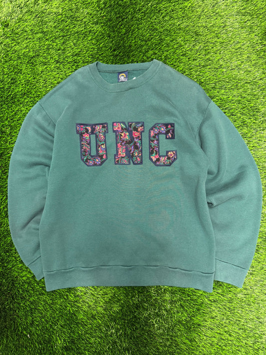00s University of North Carolina UNC Green Paisley Letters Vintage Crewneck (L)