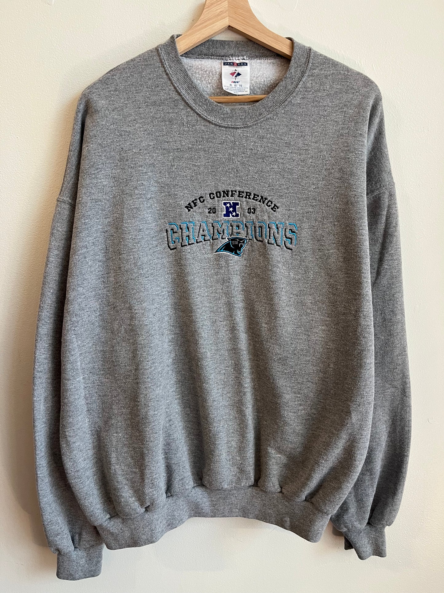 2003 Carolina Panthers NFC Champions Grey Crewneck (XL)