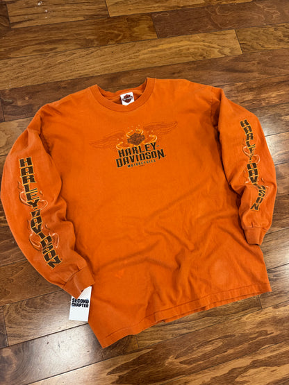 2008 Harley Davidson Orange Wilkesboro Long Sleeve Shirt (XL)