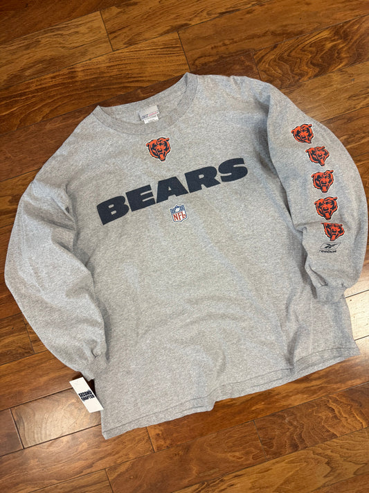 00s Chicago Bears Spell Out Reebok Long-Sleeve Shirt (XL)
