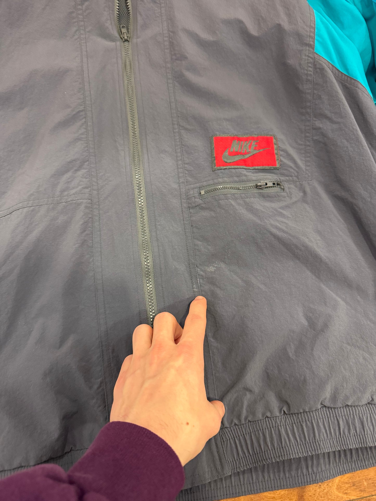 80s Nike Rare Grey/Teal Vintage Windbreaker (XL)
