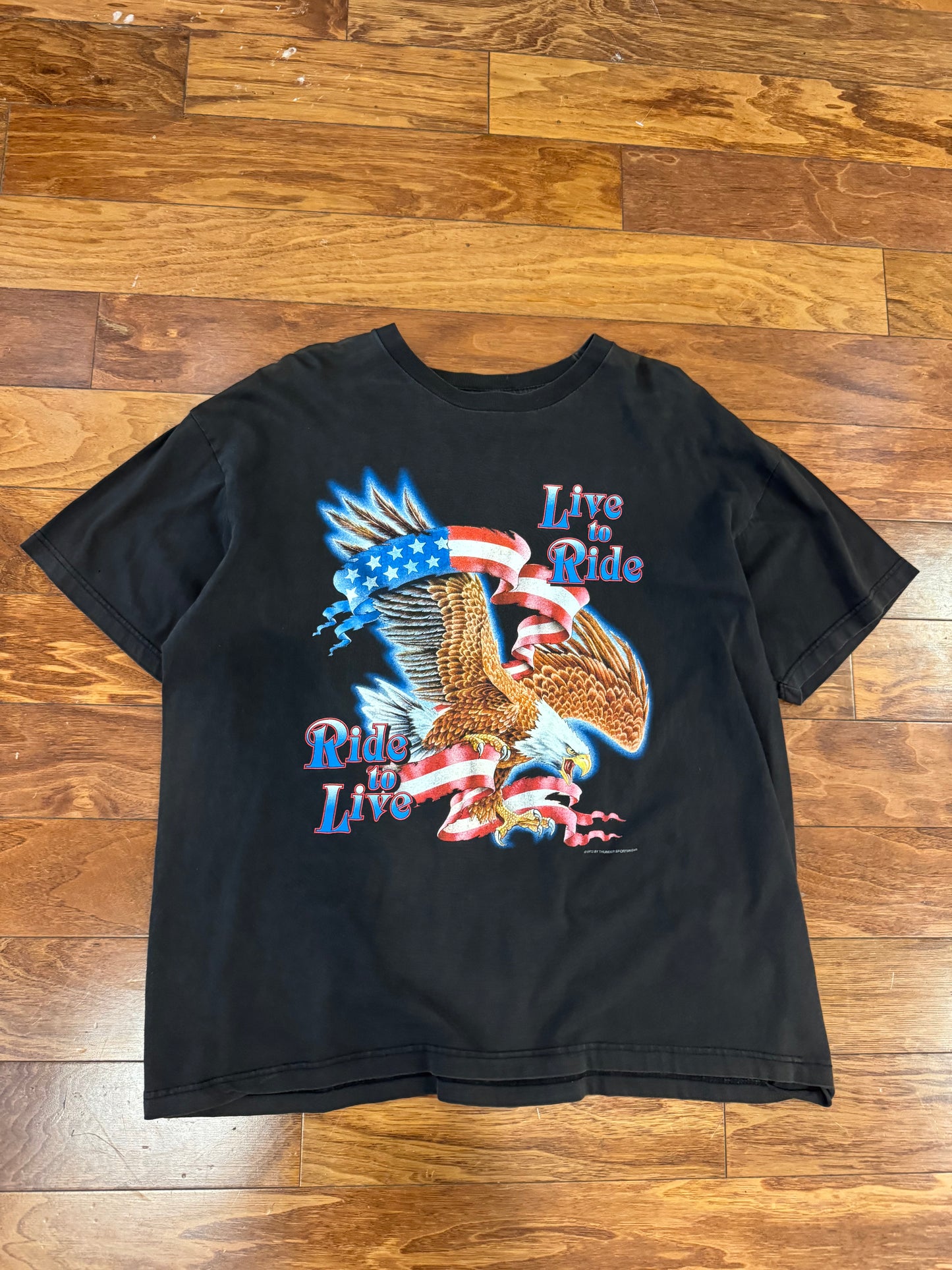 90s Live To Ride American Eagle Faded Graphic Tee (XL)