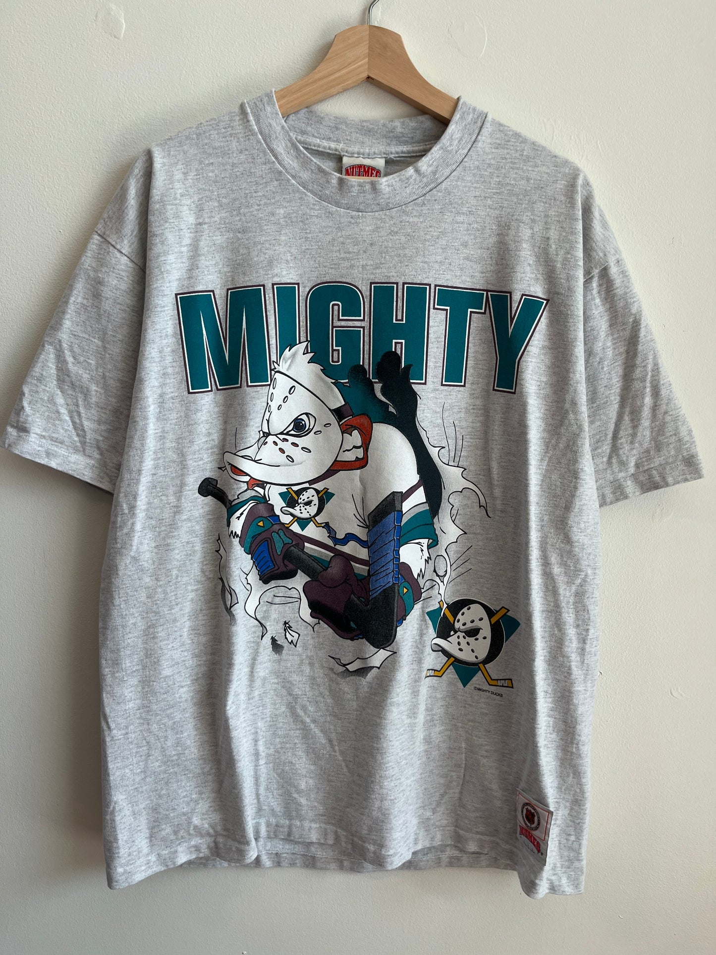 90s Mighty Ducks Vintage NHL Nutmeg Breakthrough Tee (XL)