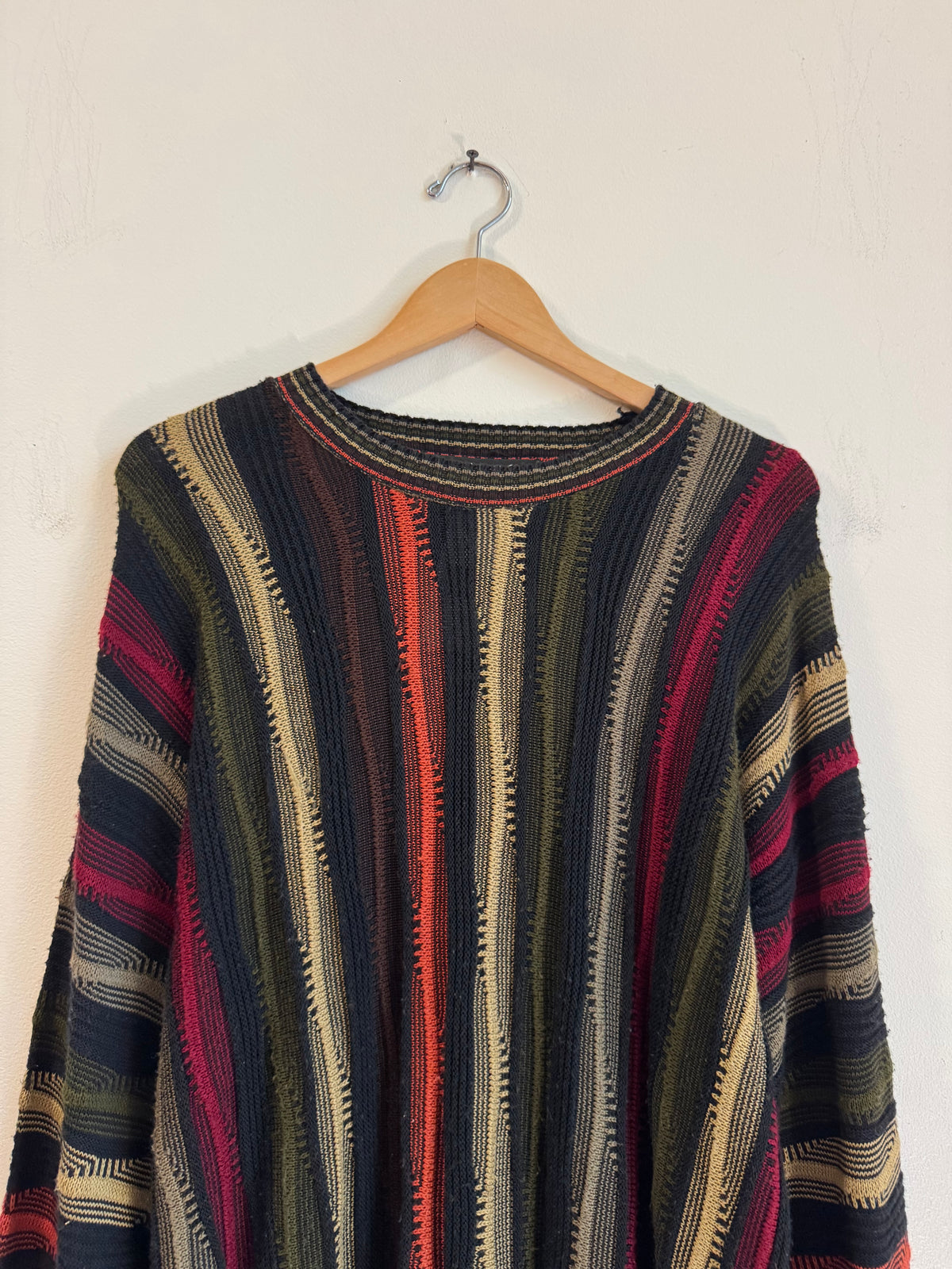 90s Protege 3D Knit Striped Sweater (L)