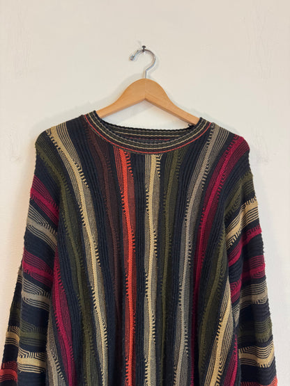 90s Protege 3D Knit Striped Sweater (L)