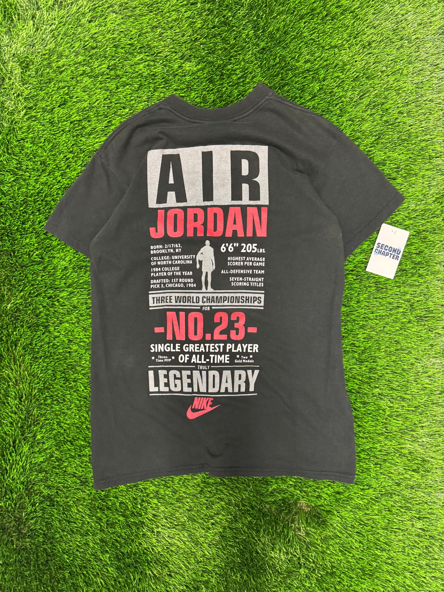 90s Vintage Nike Air Jordan "Single Greatest Player Of All Time" Stats Tee (M)