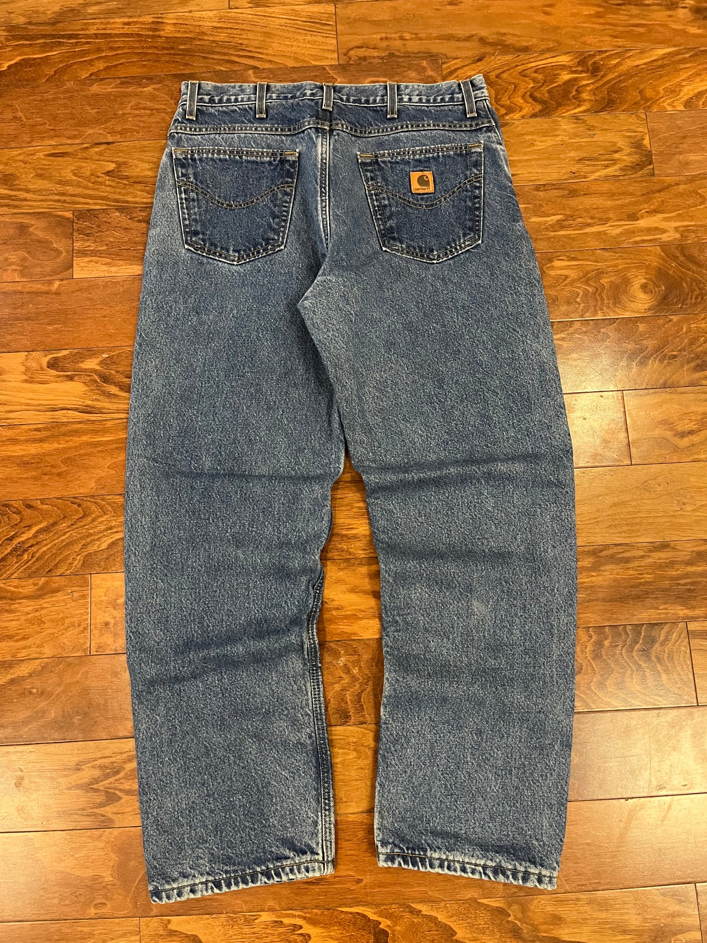 2001 Carhartt Flannel Lined Dark Wash Jeans (36 x 32)