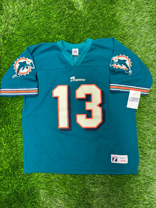 90s Miami Dolphins Dan Marino #13 Vintage Logo 7 NFL Jersey (L)