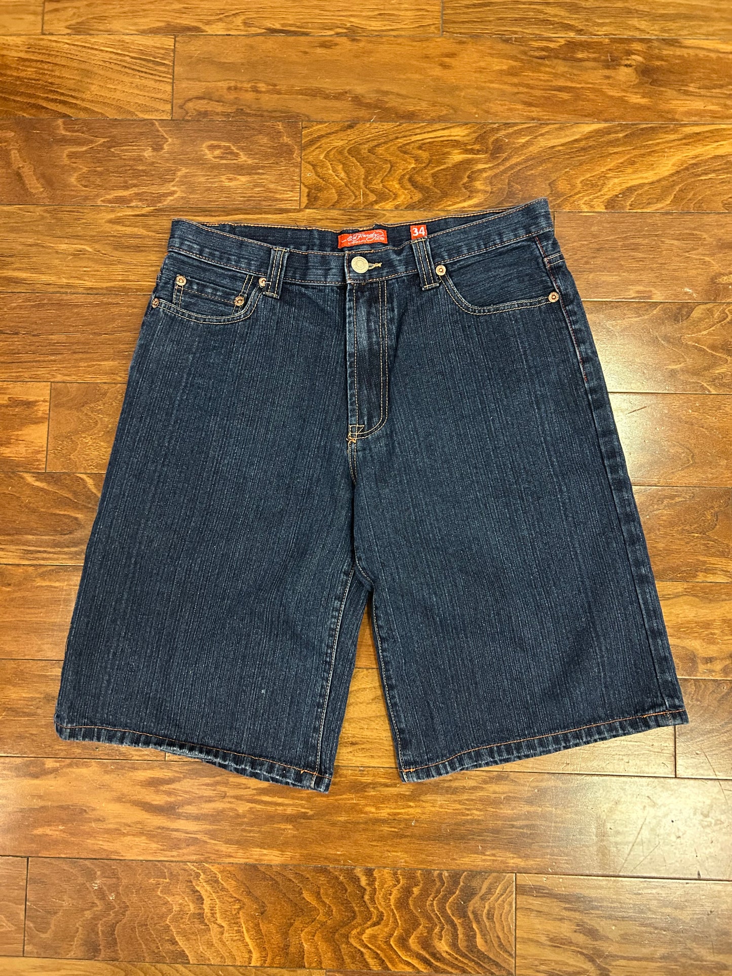 00s Ed Hardy Embroidered Jean Shorts (34)