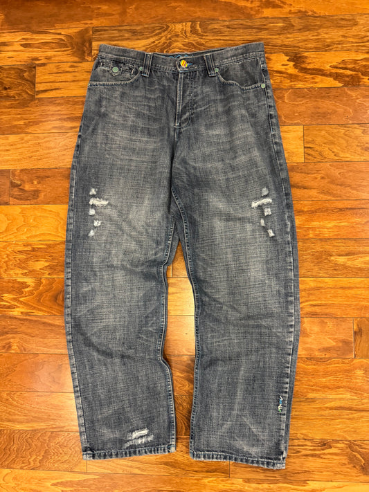 00s Coogi Distressed/Embroidered Blue Jeans (36 x 34)