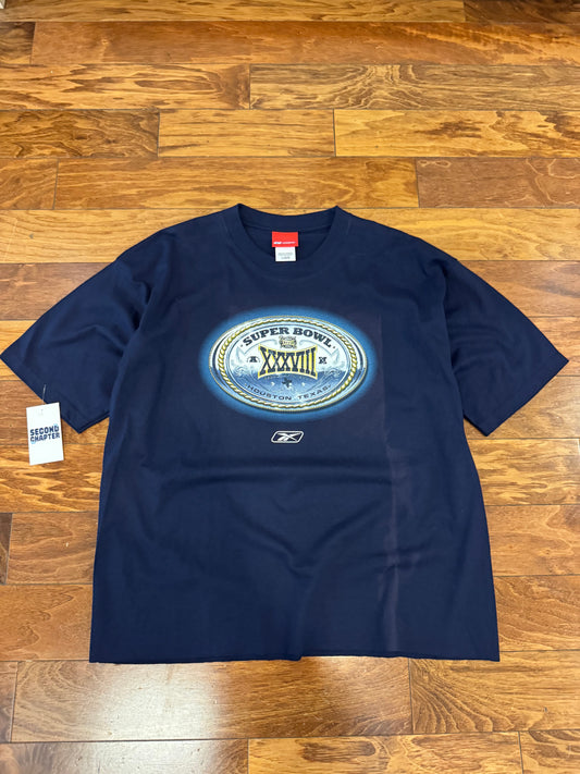 2004 New England Patriots VS Carolina Panthers Super Bowl Reebok Cropped Tee (L)