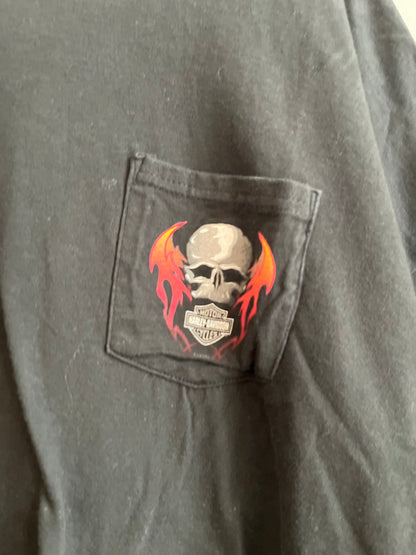 2002 Harley Davidson Motorcycle Skull Minnesota Pocket Tee (XXL)