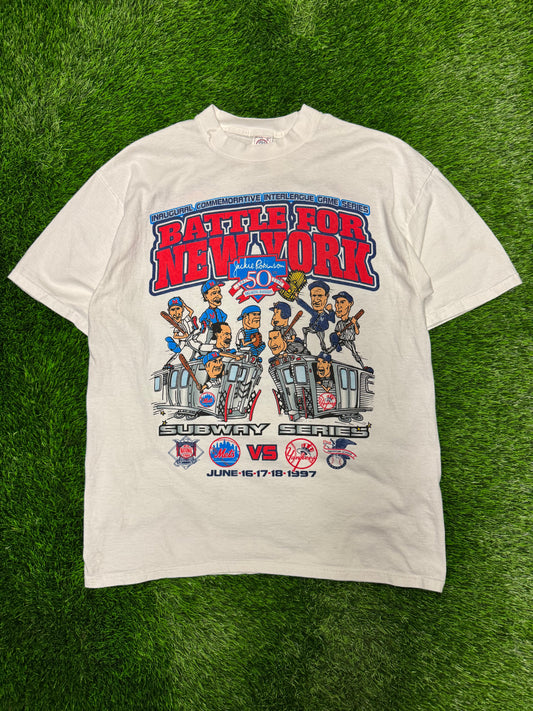 1997 MLB Subway Series "Battle for New York" Yankees vs Mets (Jackie Robinson 50th) Tee (XL)