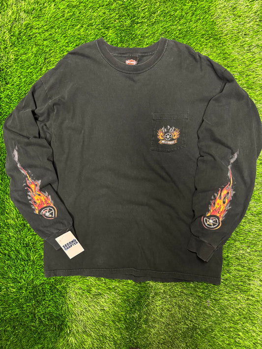 2005 Harley Davidson Flames Long Sleeve Pocket Tee (XL)