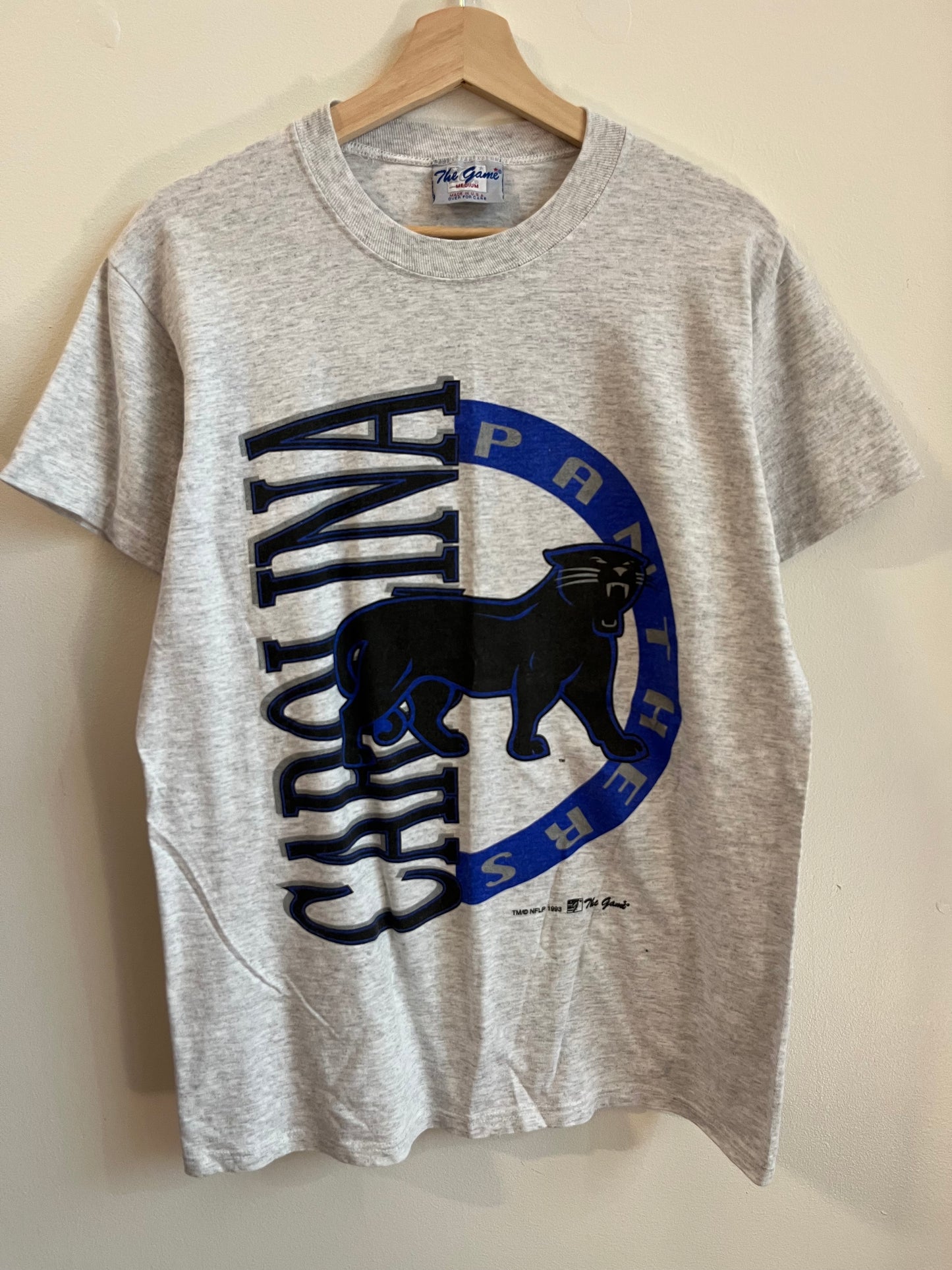 1993 Carolina Panthers Old Cat Spell Out The Game Tee (M)