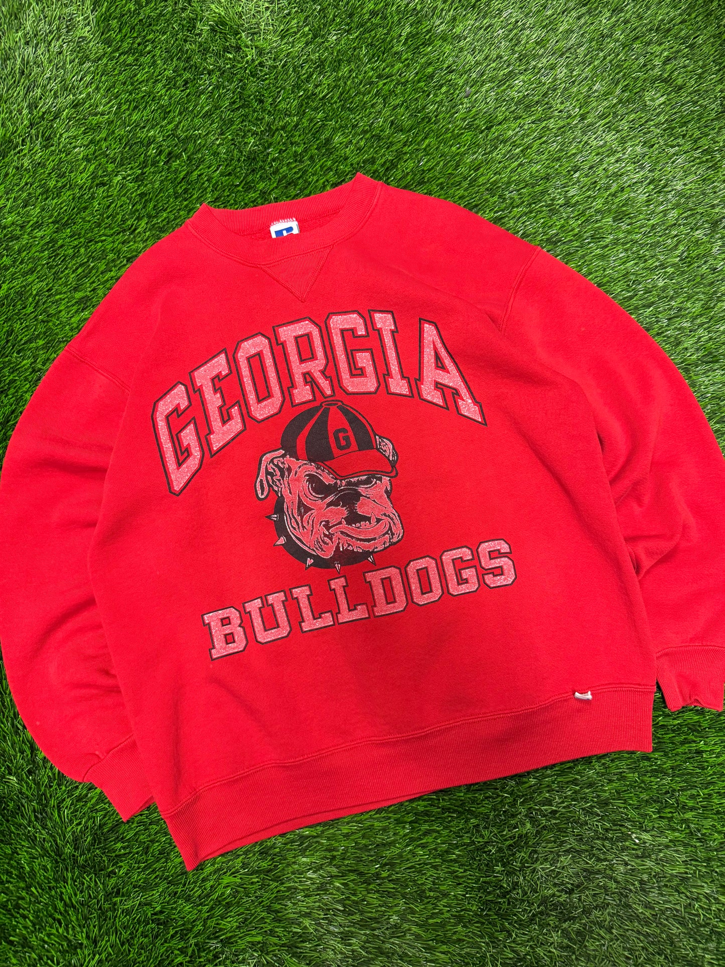 90s Georgia Bulldogs Vintage Russell Spell Out Crewneck (XL)