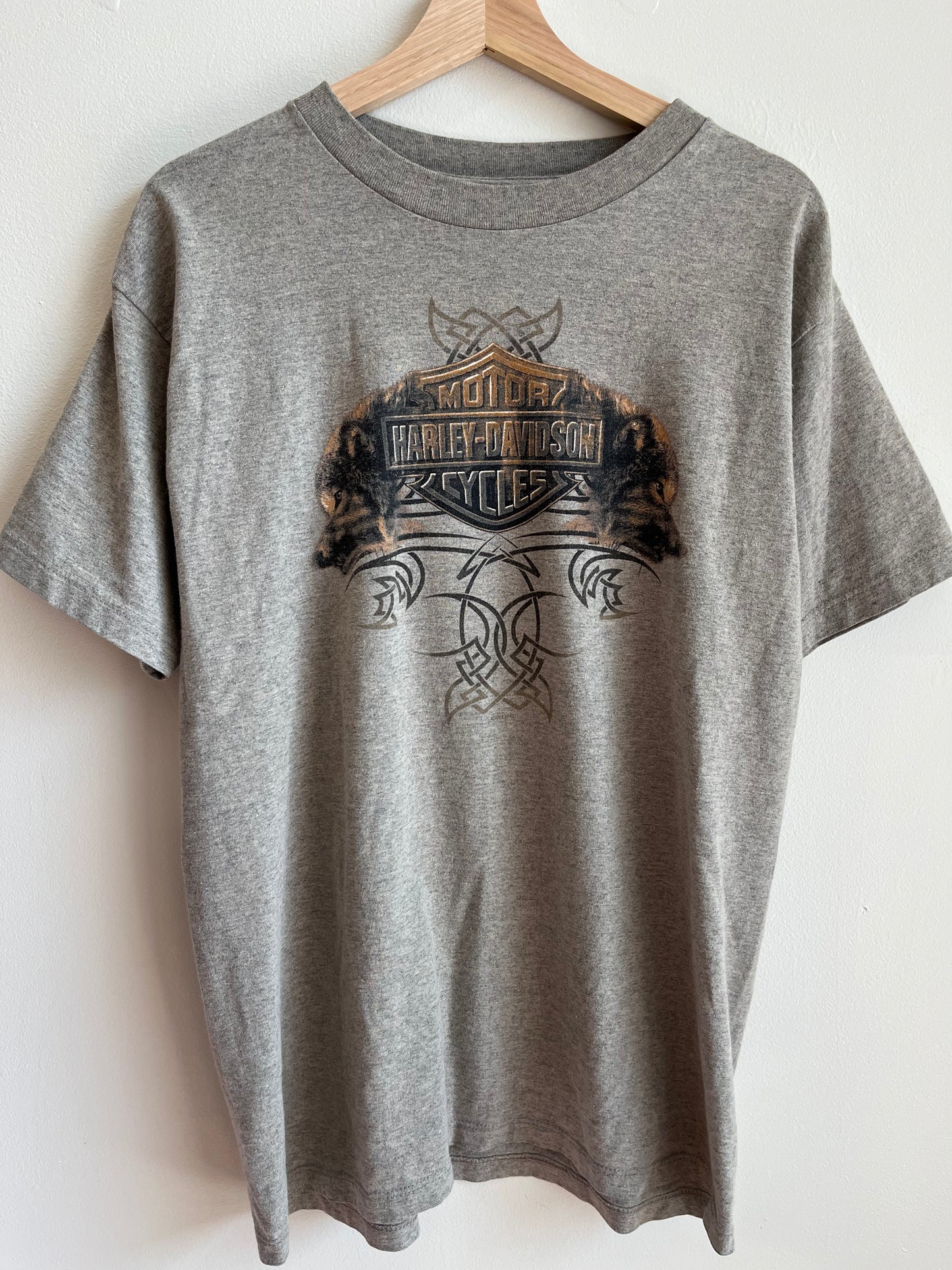 2002 Harley Davidson Tribal Wolf Nature Tee (L)