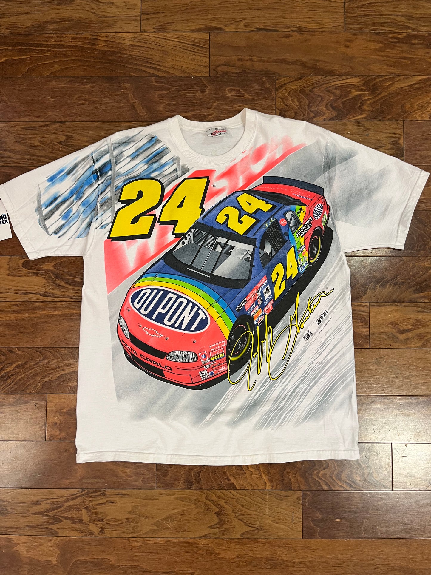 1997 Jeff Gordon Vintage Nascar Rainbow AOP Tee (XL)