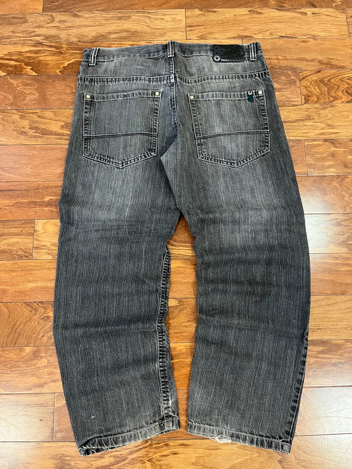 00s South Pole Black Baggy Green Tab Jeans (38)