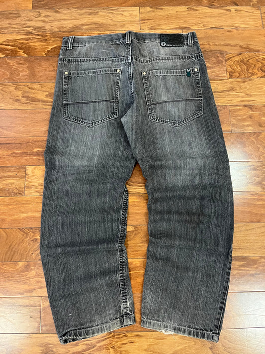 00s South Pole Black Baggy Green Tab Jeans (38)