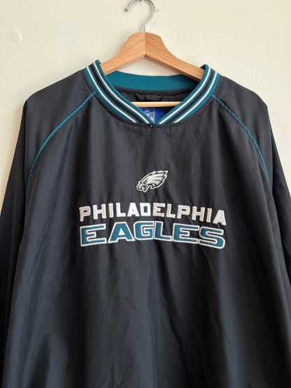 00s Philadelphia Eagles Reebok NFL Black Windbreaker (XL)