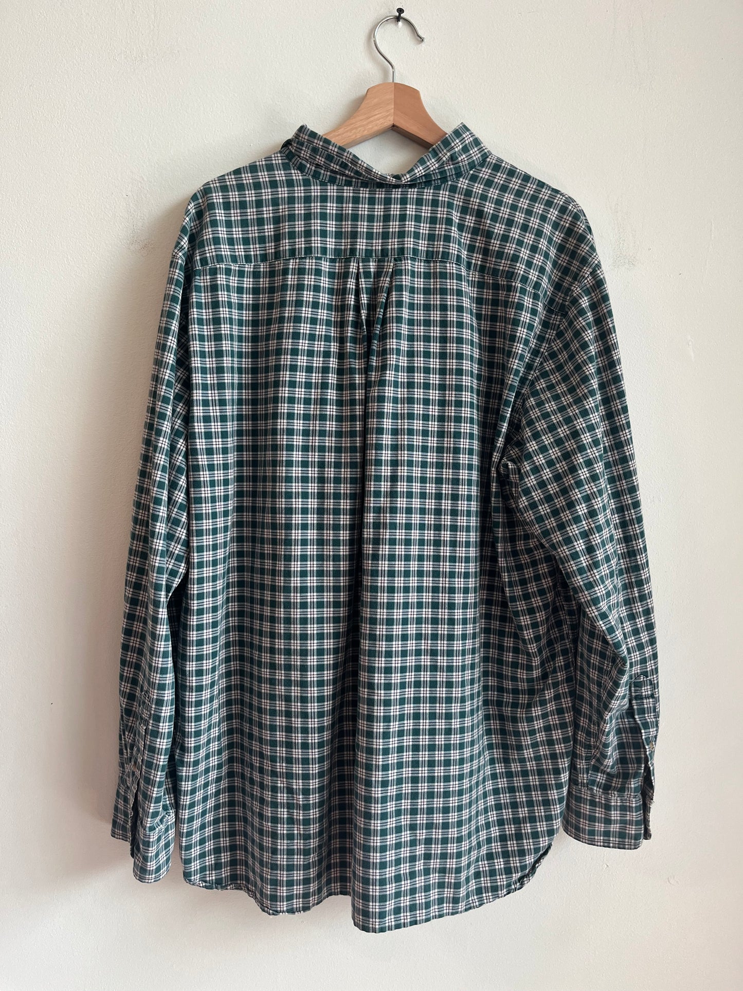 00s Chaps Green Striped Dress Polo Shirt (XL)