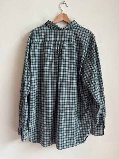 00s Chaps Green Striped Dress Polo Shirt (XL)