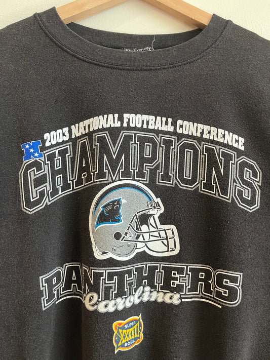 2003 Carolina Panthers Conference Champions Faded Crewneck (M)