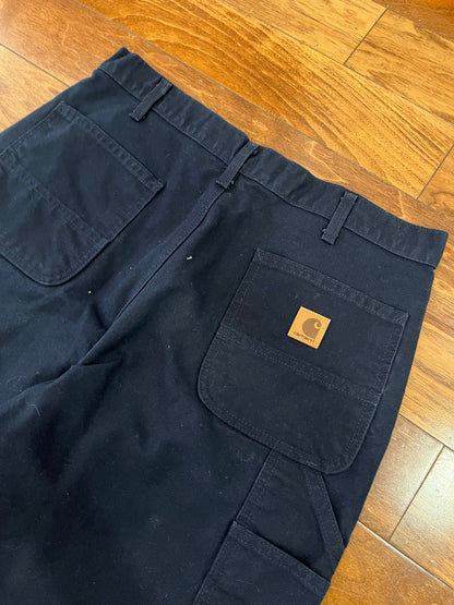 Carhartt Distressed Navy Carpenter Shorts (34)