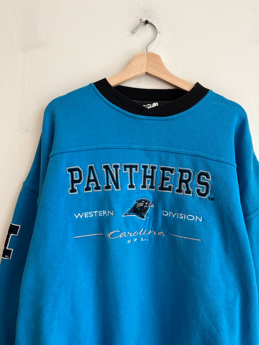 90s Carolina Panthers Lee Embroidered Blue Crewneck (XXL)