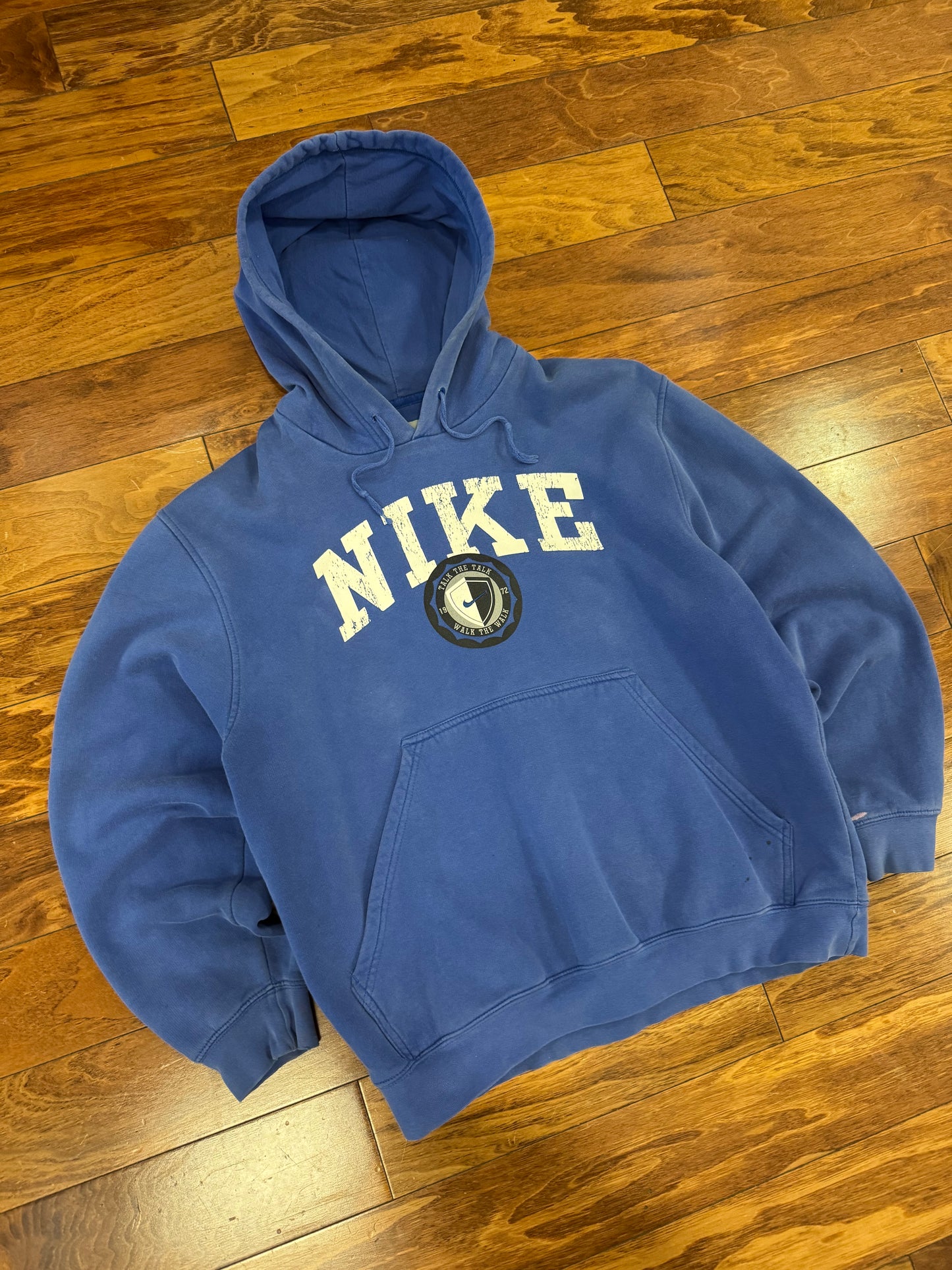 00s Nike Spell Out Swoosh Blue Hoodie (M)