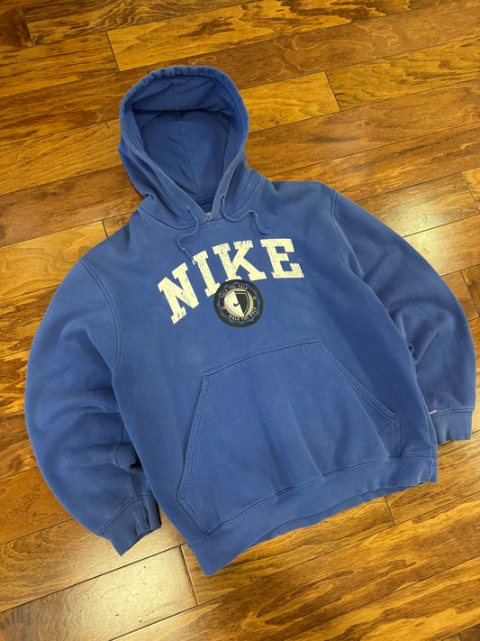 00s Nike Spell Out Swoosh Blue Hoodie (M)