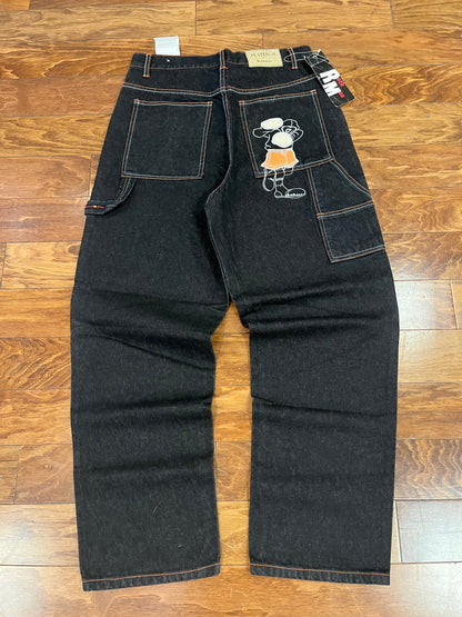 00s Rockman Baggy Embroidered Y2K Jeans (34 x 32)
