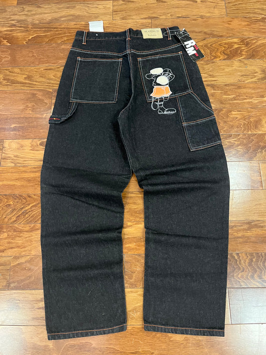 00s Rockman Baggy Embroidered Y2K Jeans (34 x 32)