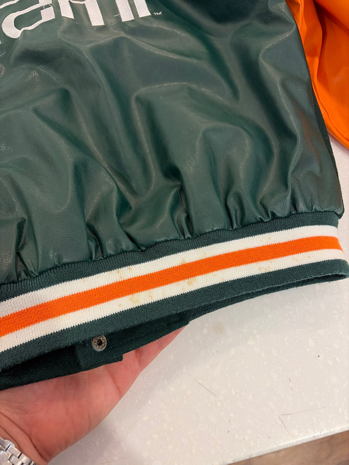 90s University of Miami Hurricanes Steve & Barry's Letterman Jacket (L)