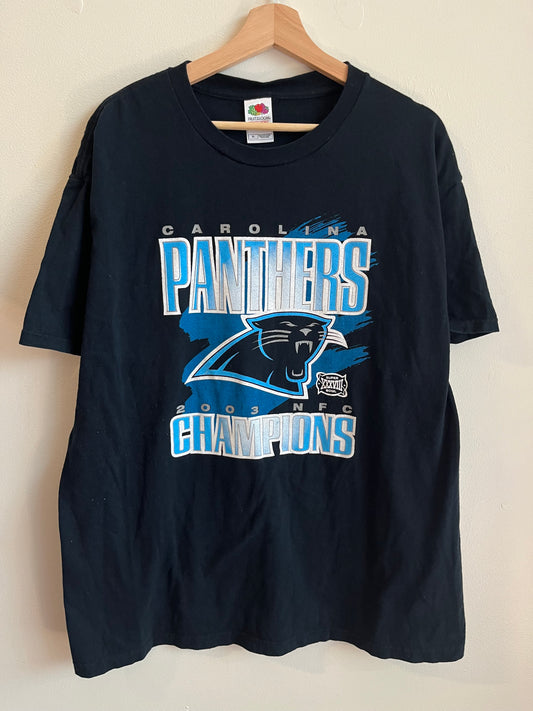 2003 Carolina Panthers Super Bowl NFC Champions Black Tee