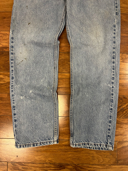 1997 Levi's 505 Orange Tab Distressed Light Wash Jeans (36 x 30)
