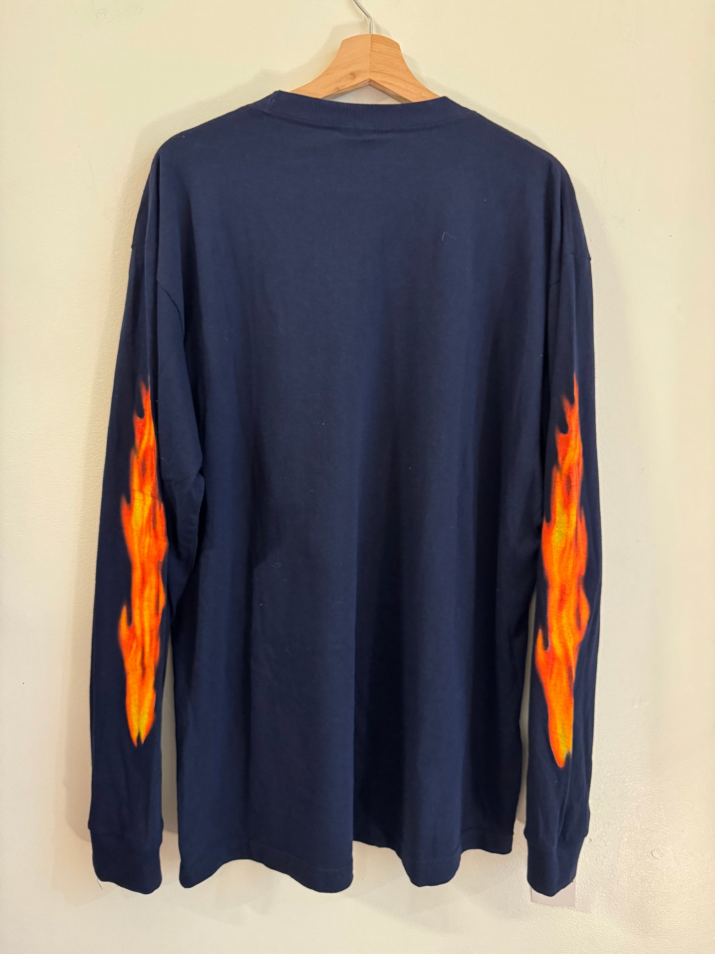 90s Notre Dame Rare NCC Apparel Flame Helmet Long Sleeve Shirt (XL)
