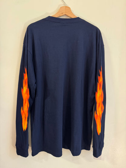 90s Notre Dame Rare NCC Apparel Flame Helmet Long Sleeve Shirt (XL)
