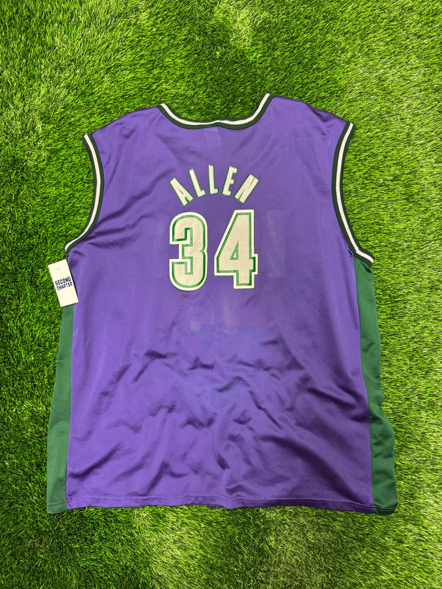 90s Milwaukee Bucks #34 Ray Allen Vintage Champion NBA Jersey (XXL)