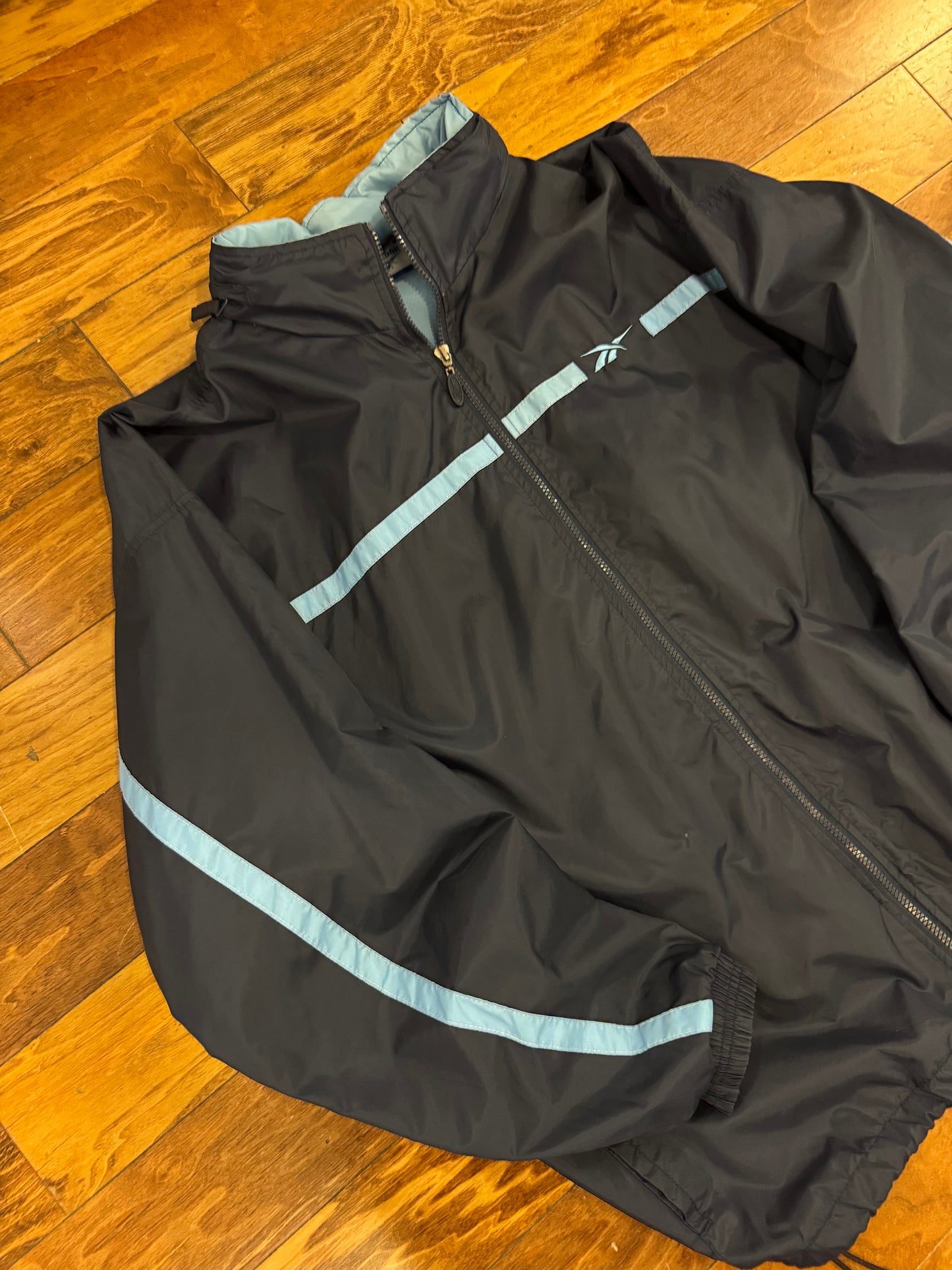00s Reebok Blue Striped Windbreaker (XL)