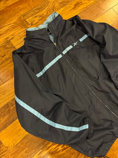 00s Reebok Blue Striped Windbreaker (XL)