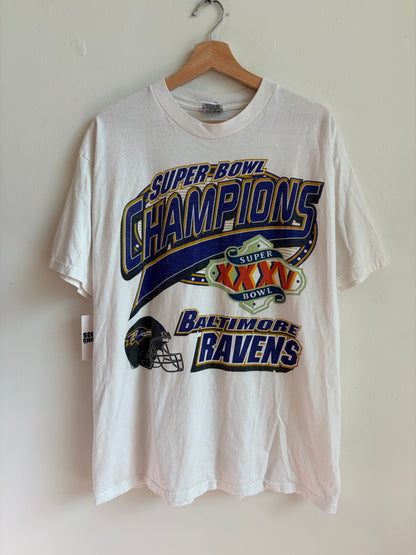 2001 Ravens Super Bowl Champions White Tee (XL)