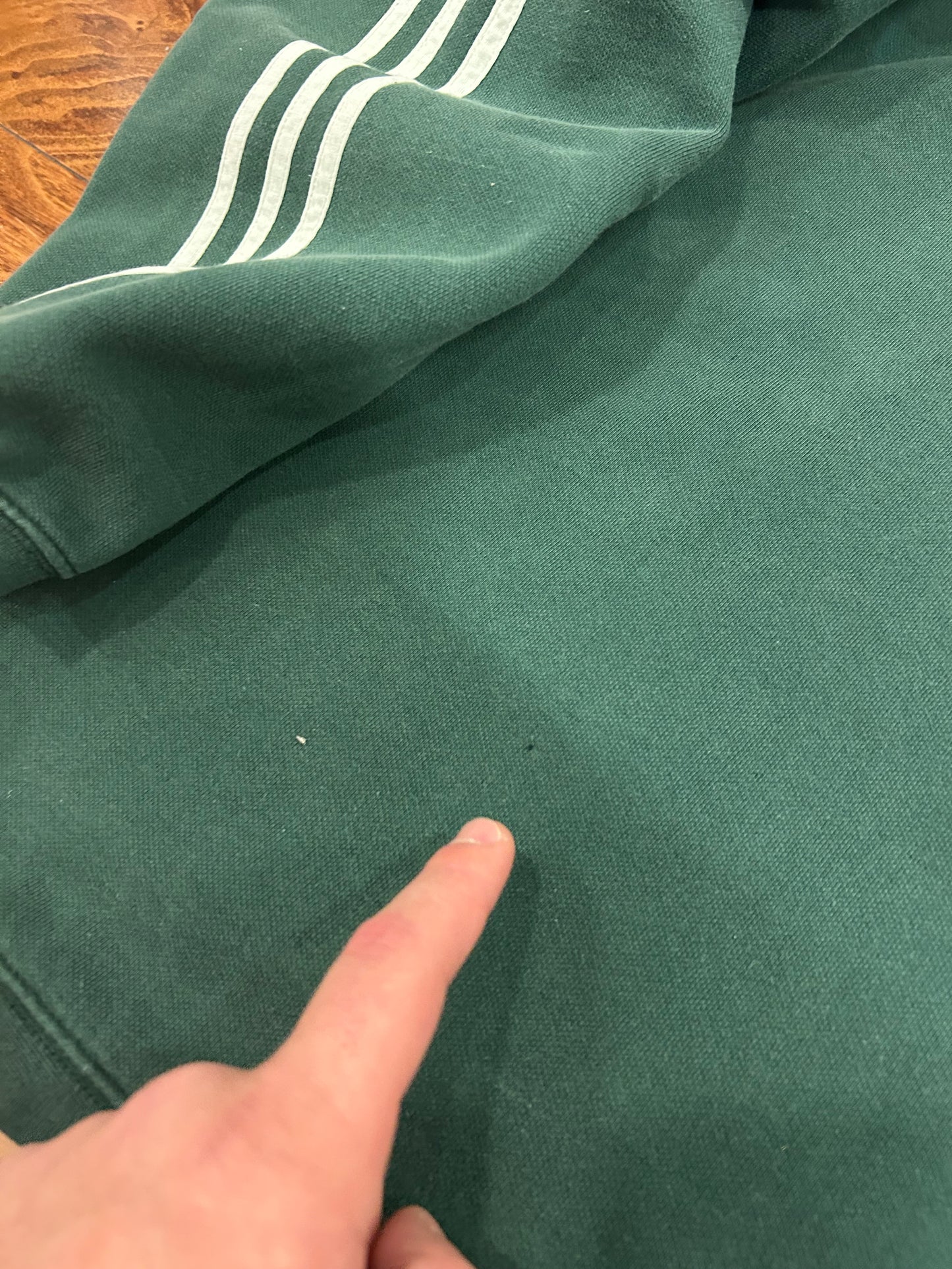 90s Adidas Green Vintage Striped Hoodie (L)