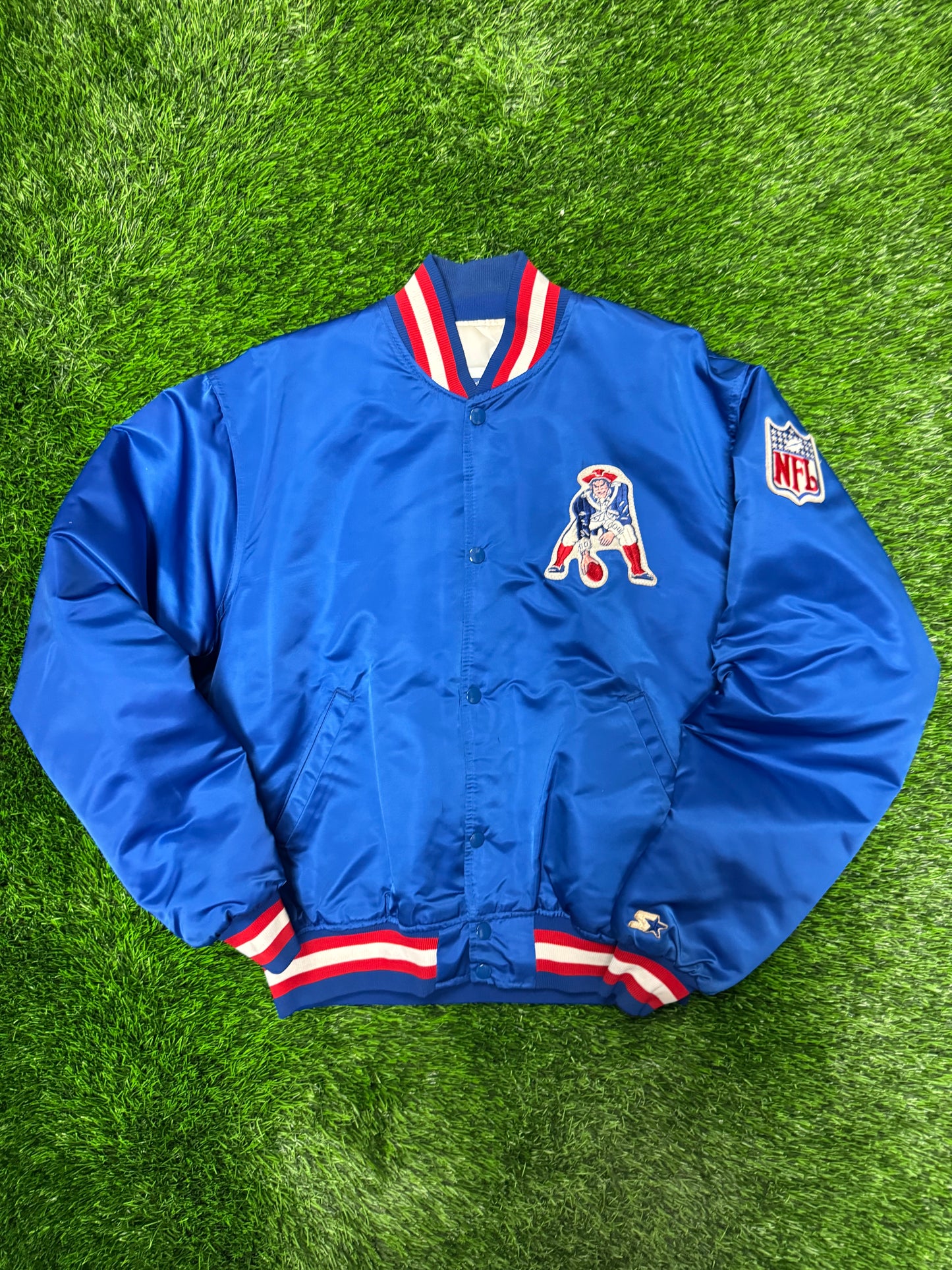 80s New England Patriots Old Logo Vintage Starter Satin Jacket (L)
