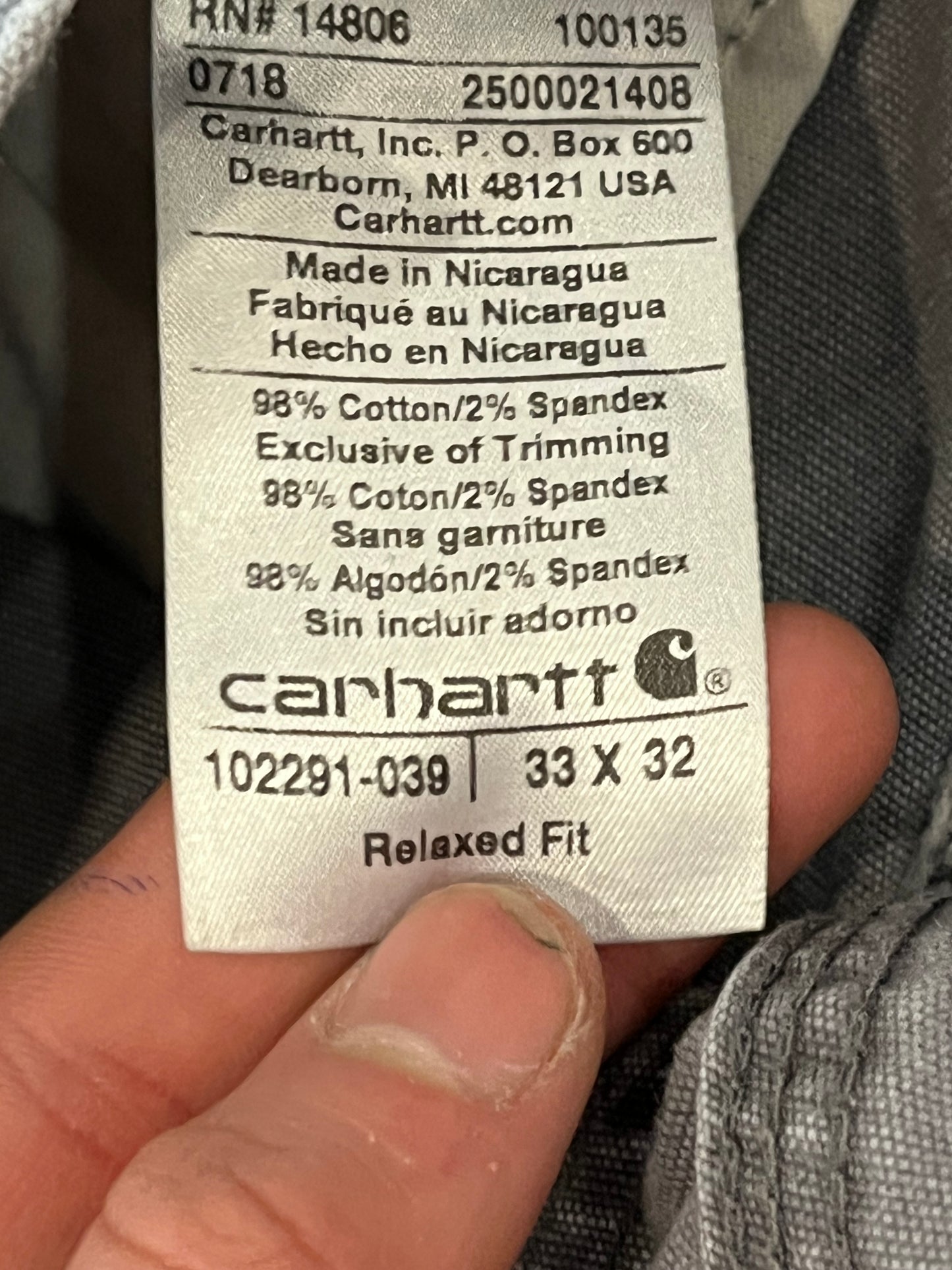 Carhartt Gray Relaxed Fit Pants (33 x 32)