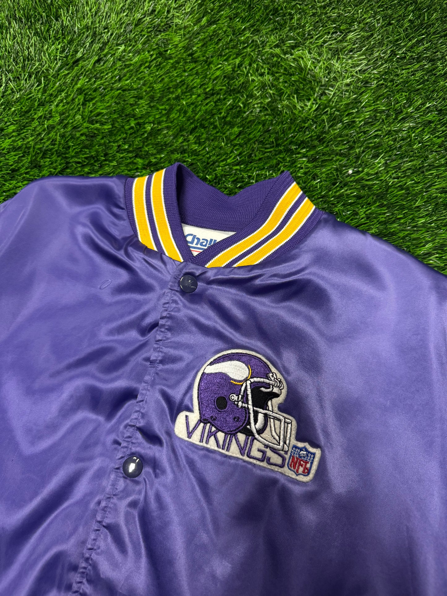 80s Minnesota Vikings Chalk Line Vintage Satin Jacket (L)