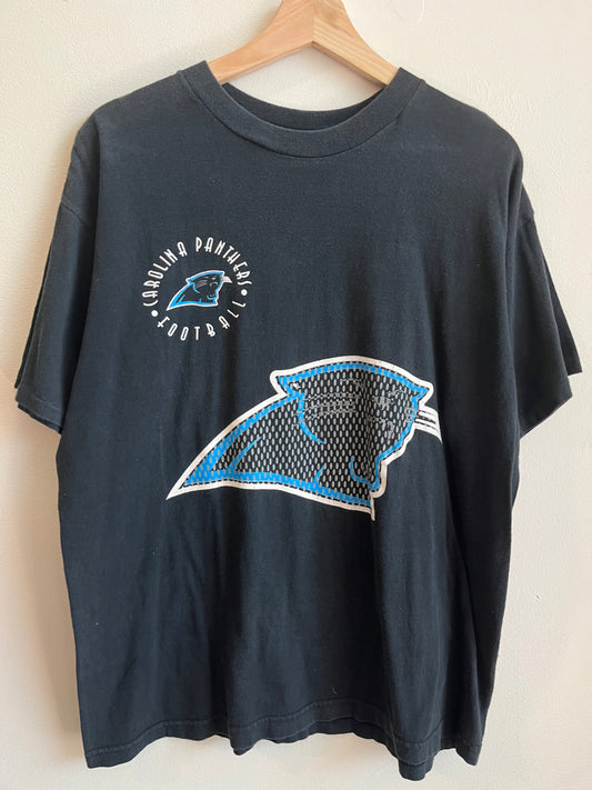 90s Carolina Panthers True Fan Faded Logo Tee (L)