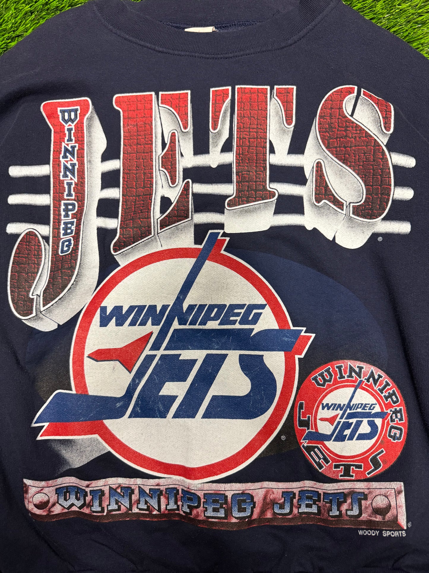 90s Winnipeg Jets Big Graphic Vintage NHL Boxy Crewneck (L)