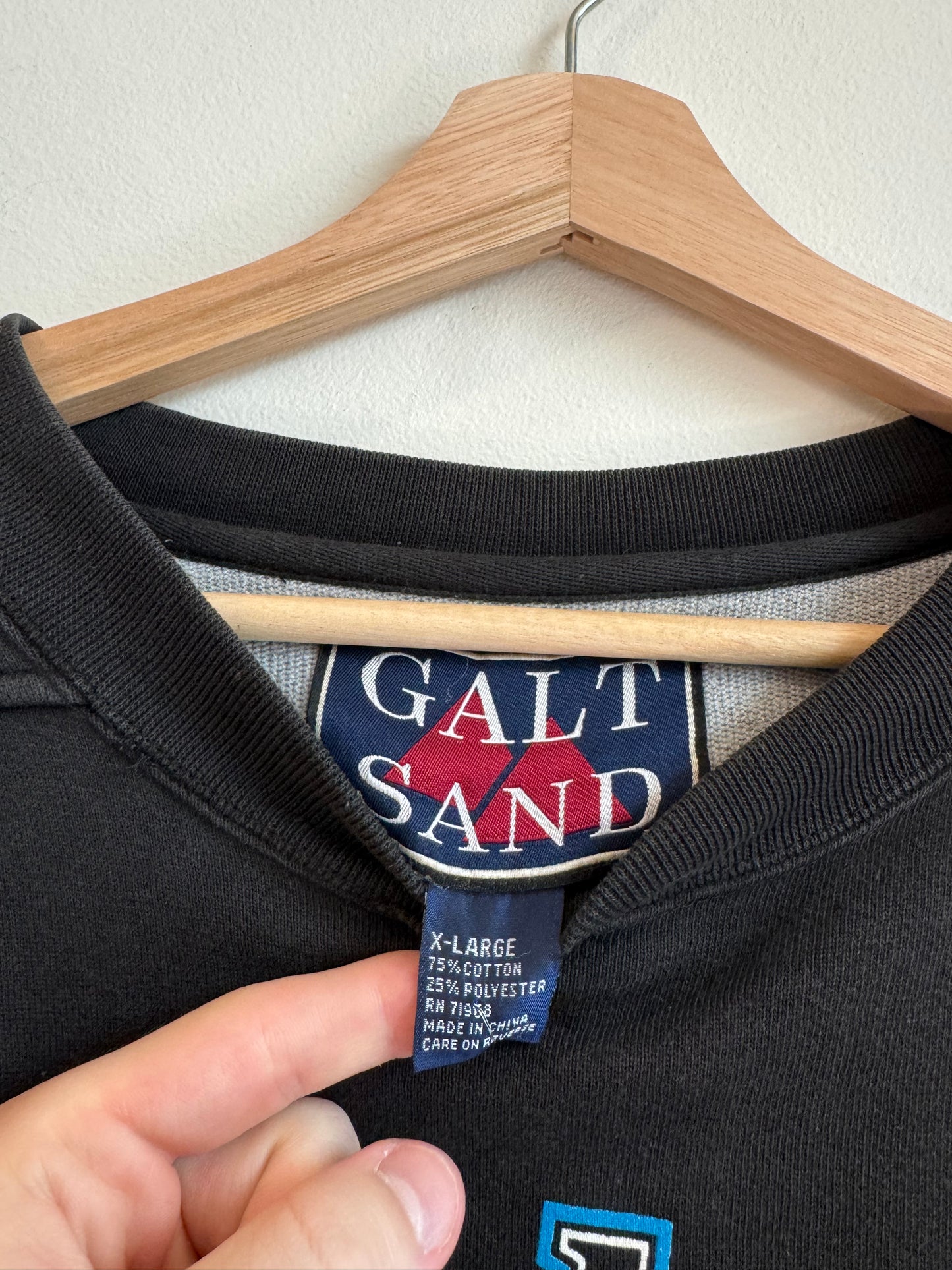 1996 Carolina Panthers Galt Sand Spell Out Thick Crewneck (XL)